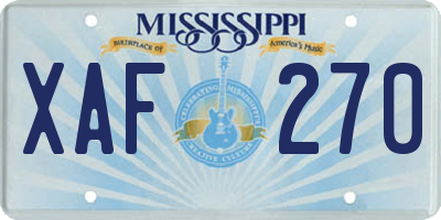 MS license plate XAF270