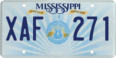 MS license plate XAF271