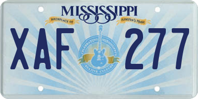 MS license plate XAF277