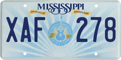 MS license plate XAF278