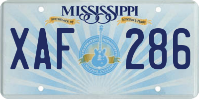 MS license plate XAF286