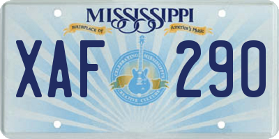 MS license plate XAF290