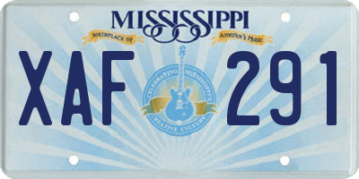 MS license plate XAF291
