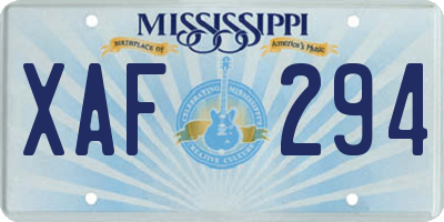MS license plate XAF294