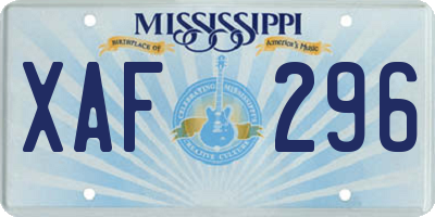 MS license plate XAF296