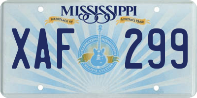 MS license plate XAF299