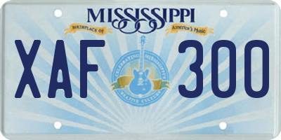MS license plate XAF300