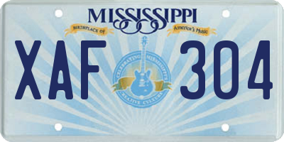 MS license plate XAF304