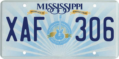 MS license plate XAF306