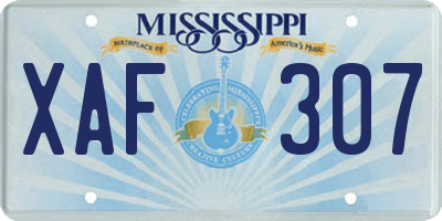 MS license plate XAF307