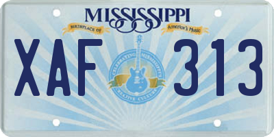 MS license plate XAF313