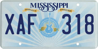 MS license plate XAF318