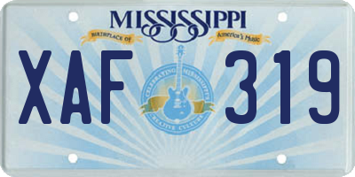 MS license plate XAF319