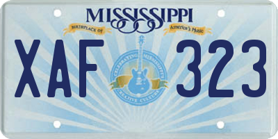 MS license plate XAF323