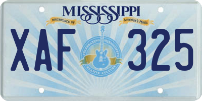MS license plate XAF325