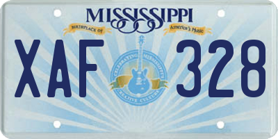 MS license plate XAF328
