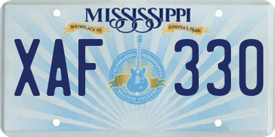 MS license plate XAF330