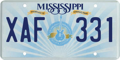 MS license plate XAF331