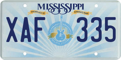 MS license plate XAF335