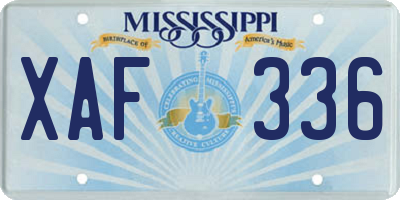 MS license plate XAF336