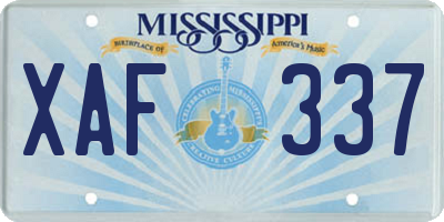 MS license plate XAF337
