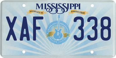 MS license plate XAF338