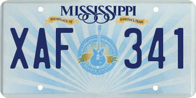 MS license plate XAF341