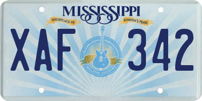 MS license plate XAF342