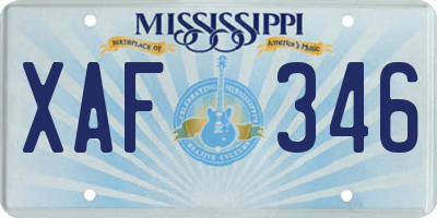 MS license plate XAF346