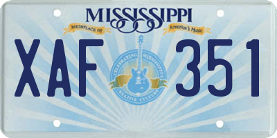 MS license plate XAF351
