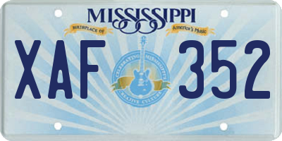 MS license plate XAF352