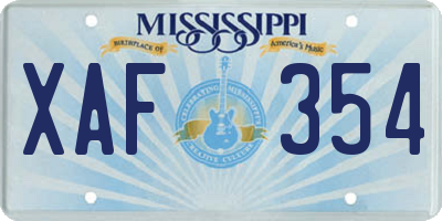 MS license plate XAF354