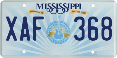 MS license plate XAF368