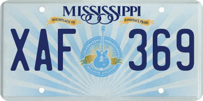 MS license plate XAF369