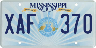 MS license plate XAF370