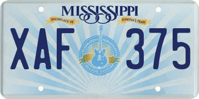 MS license plate XAF375