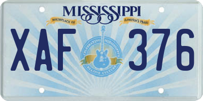MS license plate XAF376
