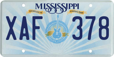 MS license plate XAF378