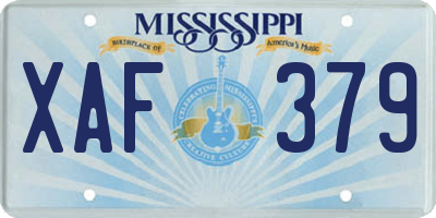 MS license plate XAF379