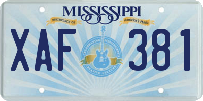 MS license plate XAF381