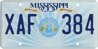 MS license plate XAF384