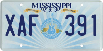 MS license plate XAF391