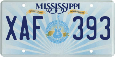 MS license plate XAF393
