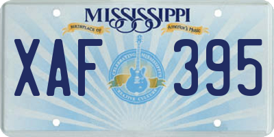 MS license plate XAF395
