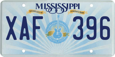 MS license plate XAF396