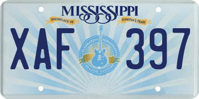 MS license plate XAF397