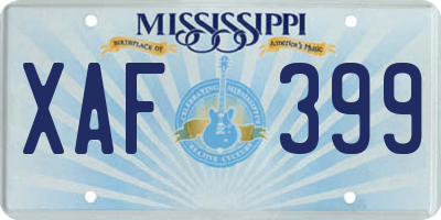 MS license plate XAF399