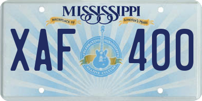 MS license plate XAF400
