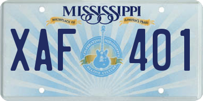 MS license plate XAF401
