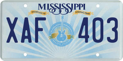 MS license plate XAF403